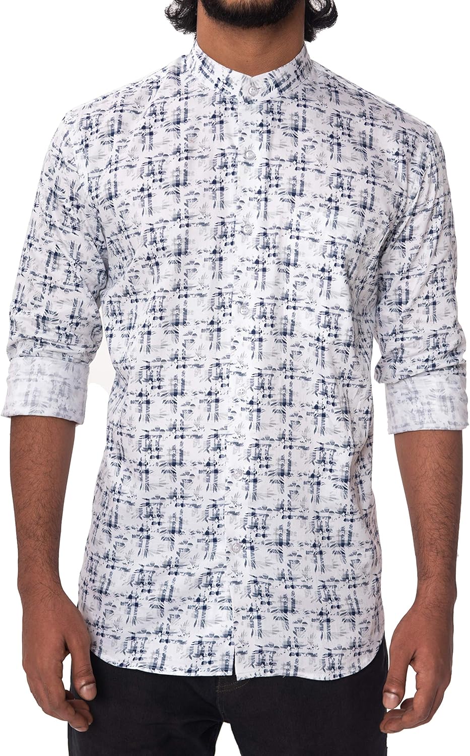 Buy CONTROVERSIAL Men's Egyptian Cotton Slim Fit Shirt (White&Blue, 38