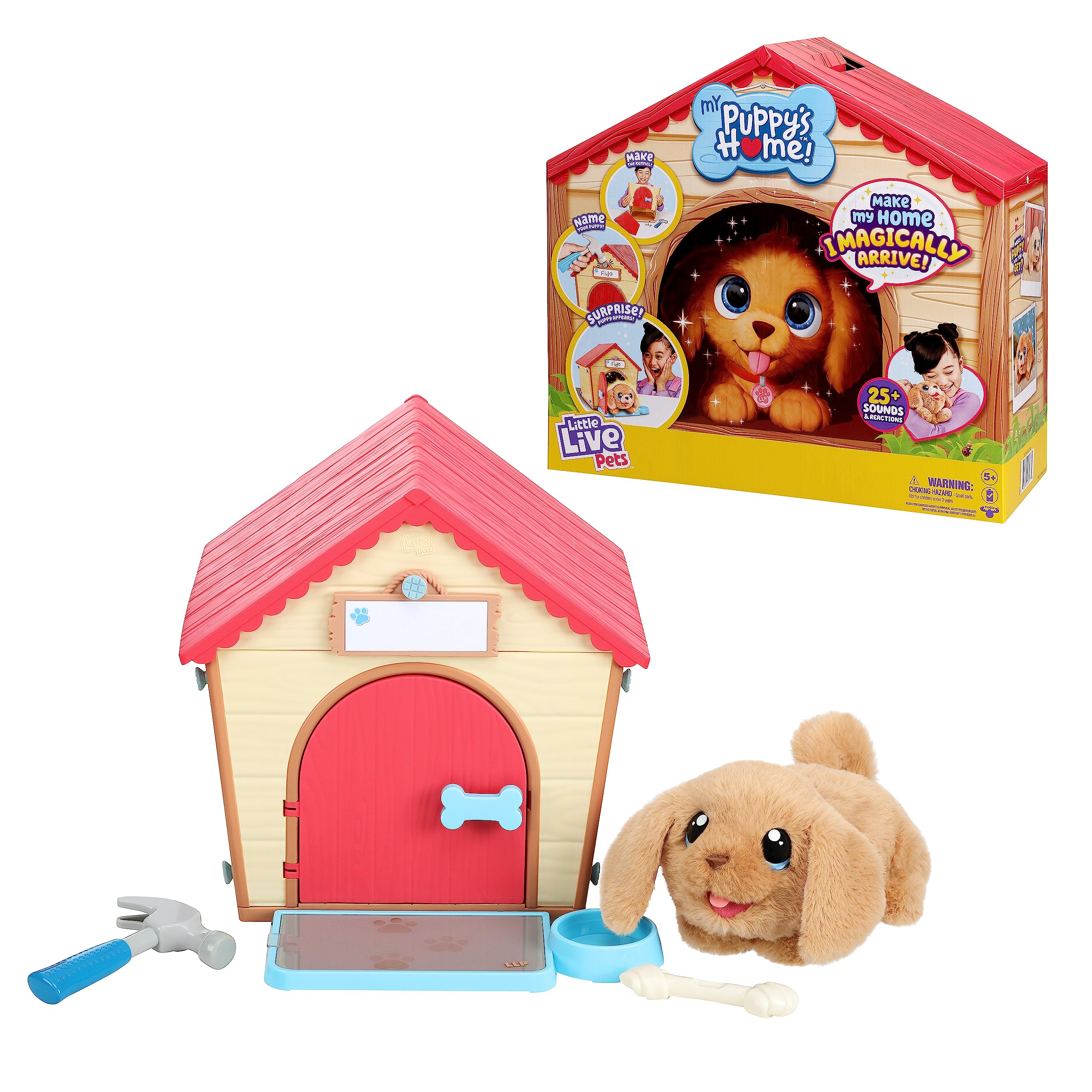 Little Live Pets My Puppy's Home Playset, Interactive Play Dog with Building Dog House Toys, Puppy Plush Toy with 25+ Sounds for Kids of Ages 5+