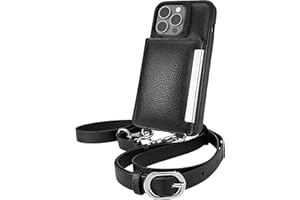 Smartish iPhone 13 Pro Crossbody Wallet Case for Women - Dancing Queen [Purse/Clutch with Detachable Strap & Wristlet] Protective Cover with Credit Card Holder - Stiletto Black-Silver