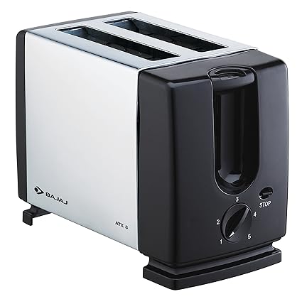 Bajaj ATX 3 750-Watt Auto Pop-up Toaster (Black/Silver)