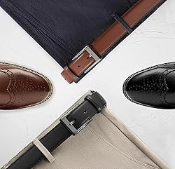 CHAOREN Mens Dress Belt 2 Pack - 1 1/8" Leather