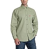 WORKWEYA Men's Flame Resistant Shirts 6.5oz Lightweight Plaid FR Button-Down Welding Shirts CAT2/NFPA2112