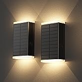 UGDLUCK Solar Wall Light Outdoor,3000/4000/6000K 3 Modes Dusk to Dawn Lighting Wall Sconce IP67 Waterproof Up and Down Solar Lights Outdoor for House, Garage, Porch,Doorway (2 Pack)