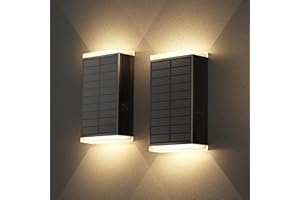 UGDLUCK Solar Wall Light Outdoor,3000/4000/6000K 3 Modes Dusk to Dawn Lighting Wall Sconce IP67 Waterproof Up and Down Solar Lights Outdoor for House, Garage, Porch,Doorway (2 Pack)