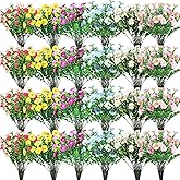 Crowye 48 Bundles Artificial Daisies Plastic Flowers Outdoor UV Resistant Fake Daisy Faux Plants Fake Flowers for Home Window Garden Planter Indoor Outside Decorations, Multicolor
