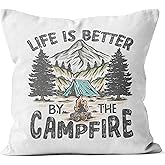 QGFM Camper Pillow Covers 18x18,Camping Classroom Decor Throw Pillow Covers for Bedroom Room Sofa,Camping Decor for Camper