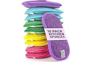 Onutis 10 x Washable Reusable Sponge - Microfibre Double Sided Sponge - Eco-Friendly and Oeko Tex - Magic - Multicoloured, 16