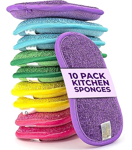 12 Éponges à Récurer Multi-Usages Pour Cuisine, 4,72*0,98 Pouces Éponge Double Face, Éponge En Microfibre Non Rayante Pour Nettoyer Efficacement Vaisselle, Casseroles Et Poêles, Et Plus