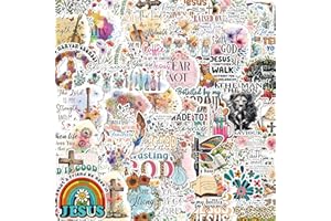 Falueqg Christian Bible Verse Stickers - 100pcs Jesus Religious Scripture Stickers, Inspirational Faith God Decals, Catholic Cross Prayer Decals for Water Bottle Journal Bible Study Prayer Board