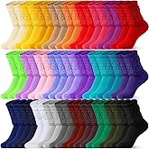 Suhine 28 Pairs Women Slouch Socks Bulk,Extra Long Knee High Scrunch Knit Stacked Socks for Women,28 Colors