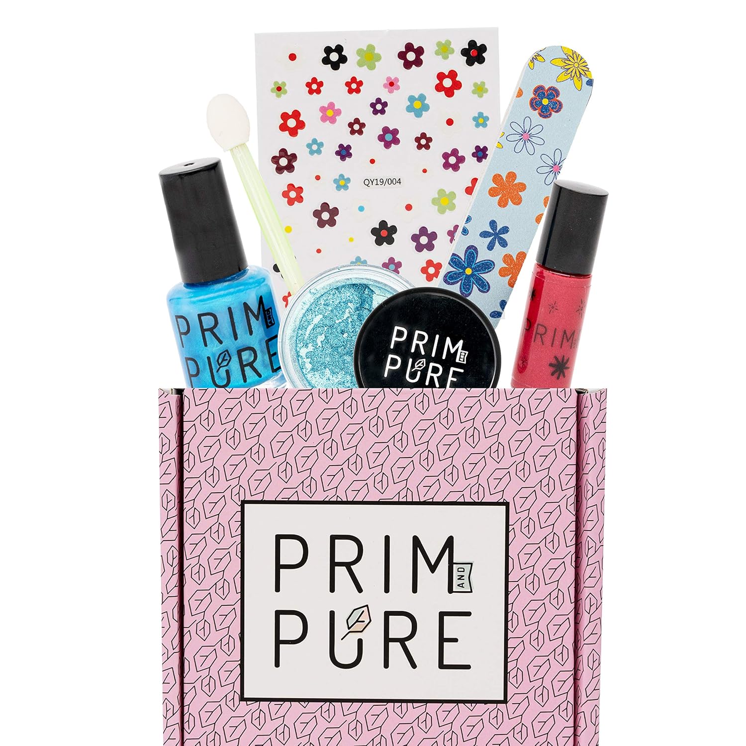 Real Natural Organic Makeup Kit For Kids – Perfect for Play Dates & Birthday Parties | Kids Eyeshadow Makeup – Nail Polish For Kids – Kids Lip Gloss – Prim And Pure | Makeup Gift Set for Kids (Blue)
