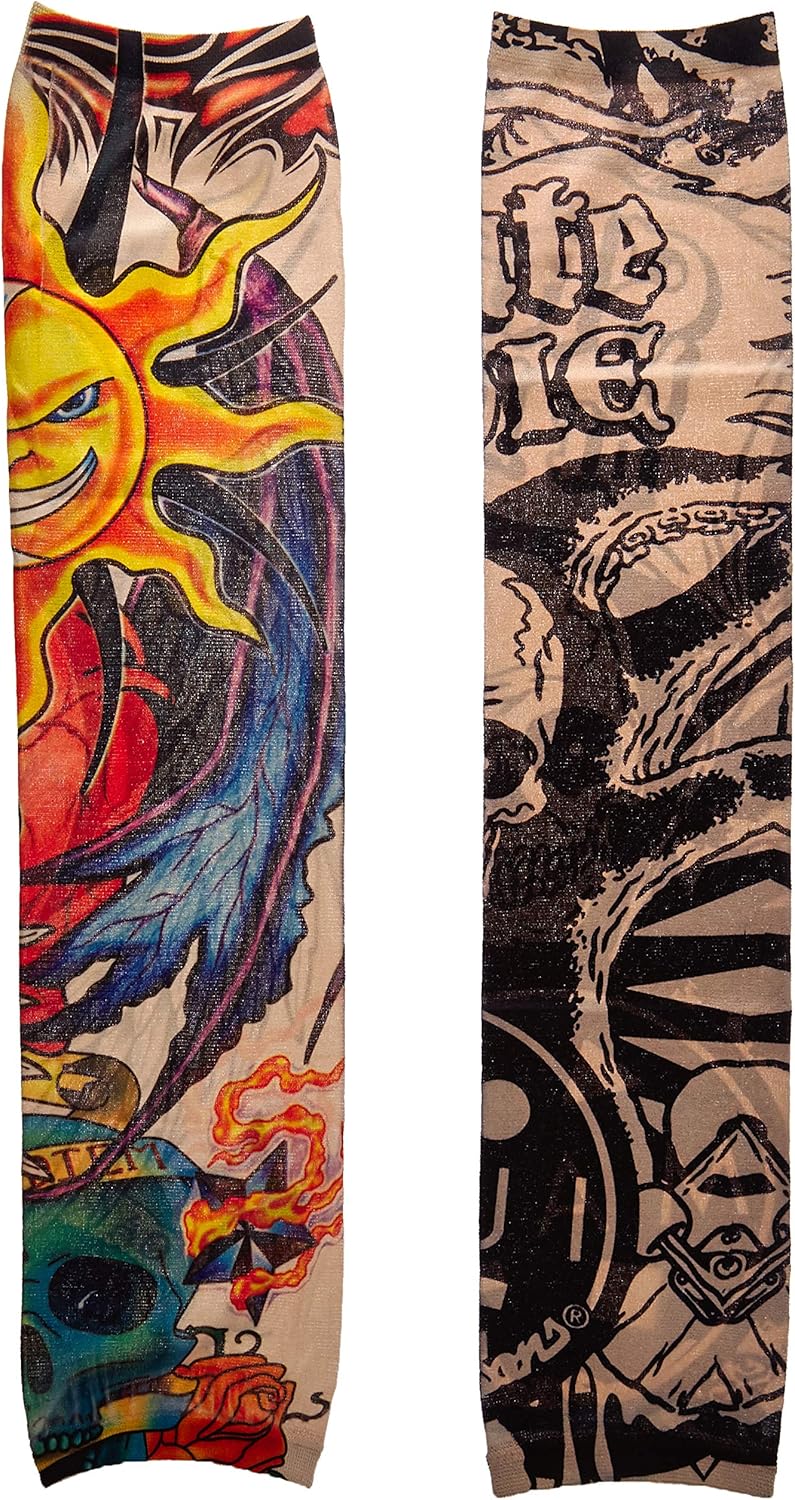 MUNI 6pcs Set Arts Fake Temporary Tattoo Arm Sunscreen Sleeves - arm Sleeve Temporary Tattoos for Women/Men-Designs Tiger, Crown Heart, Skull, Tribal and EtcUnisex Stretchable Cosplay Accessories