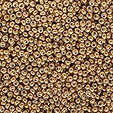 John Bead 24g Vial Czech Glass Seed Beads 10/0 Metallic Gold Beads for Jewelry Making Crafts