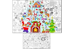 ALNETI Merry Christmas Coloring Poster Tablecloth - Christmas Crafts for Kids - Extra Large Coloring Sheets for Table Wall - Giant Xmas Classroom Activities Jumbo Party Decorations - Huge Big Coloring Page