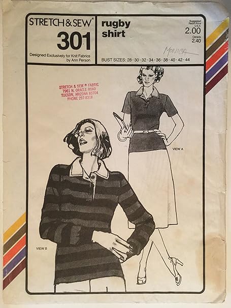 Amazon Com Stretch Sew 301 Rugby Shirt Size 28 44 Arts Crafts Sewing