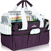 JJRING Craft Organizer Tote Bag, Art Storage Caddy with Multiple Pockets, Deep Purple Sewing Bag for Art, Craft, Scrapbooking, Medical, and Office Supplies Storage