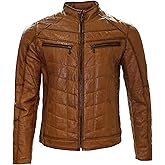 White Diamonds Men's Leather Jacket Color Honey Western Style Full Zipper