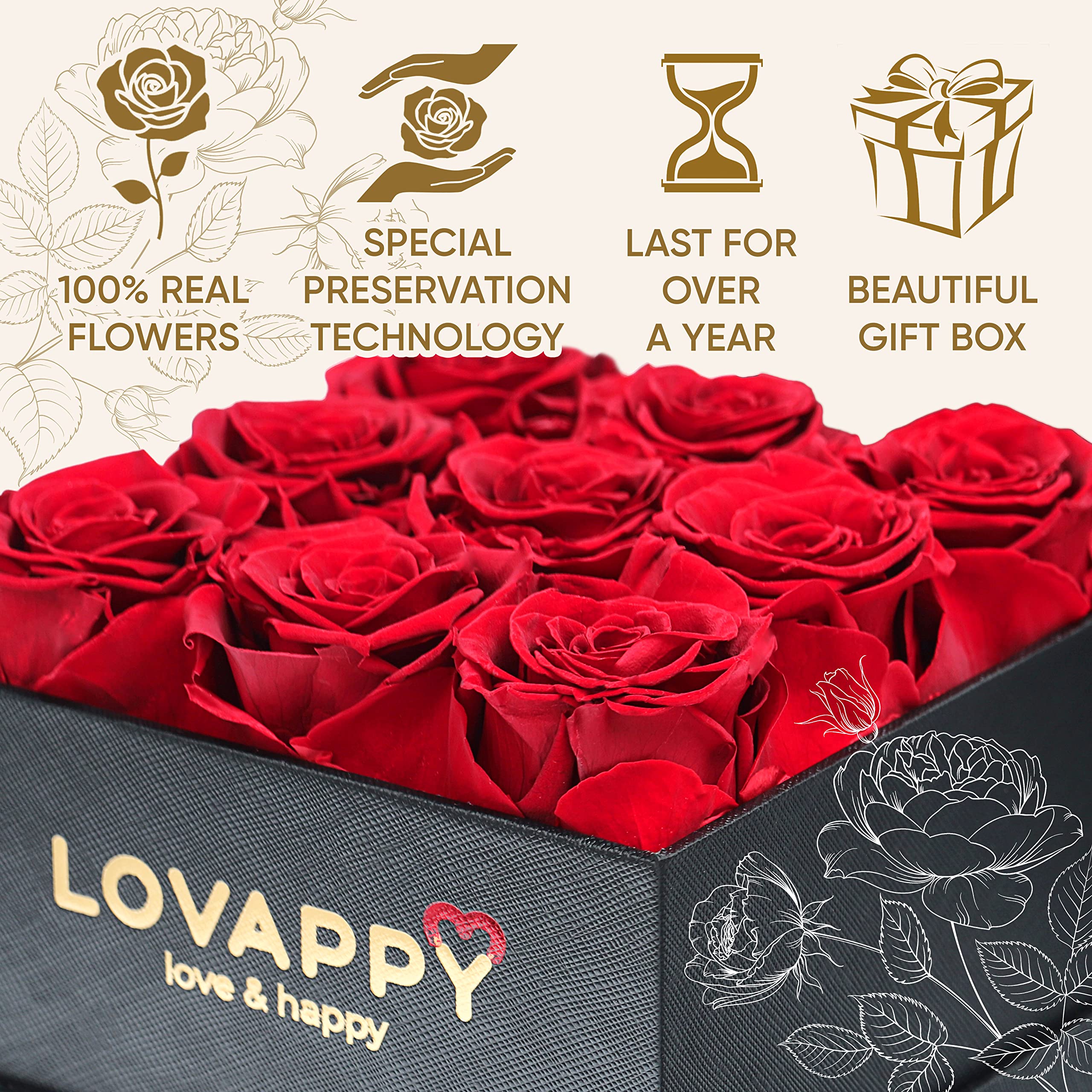 Long Term Box Roses Mua Preserved Roses in A Box - Forever Roses That Last A Year - Eternal ...