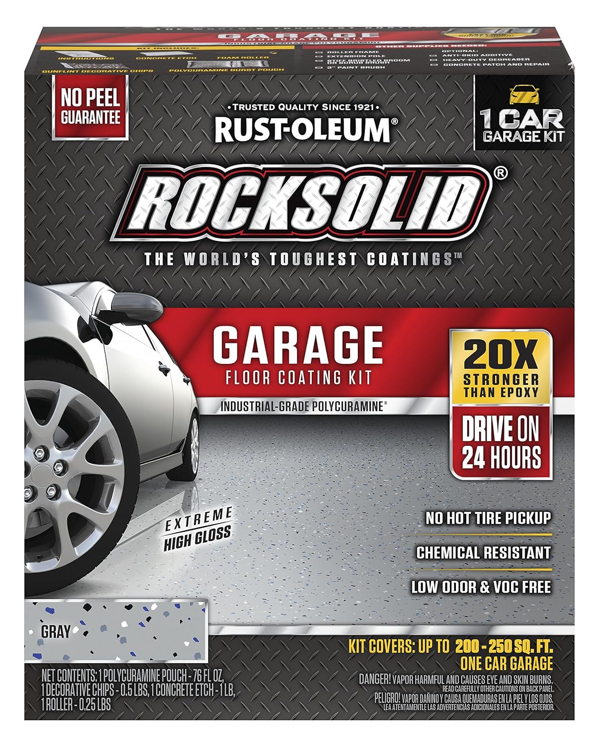 Rust-Oleum 60003 RockSolid 1 Car Garage Floor Coating Kit, Gray