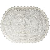 DII 100% Cotton Crochet Round Luxury Spa Soft Bath Rug, For Bathroom Floor, Tub, Shower, Vanity, and Dorm Room, 28" - White