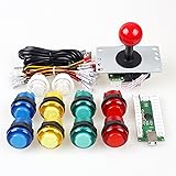 EG Starts Zero Delay USB Encoder To PC Games Red Joystick + 10x LED Illuminated Push Buttons For Arcade Joystick DIY Kits Parts Mame Raspberry Pi 2 3