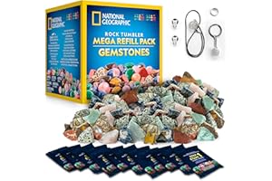 National Geographic Rock Tumbler Refill Kit – 1.36 kg of Rough Gemstones & Rocks for Tumbling Including Amethyst and Quartz –