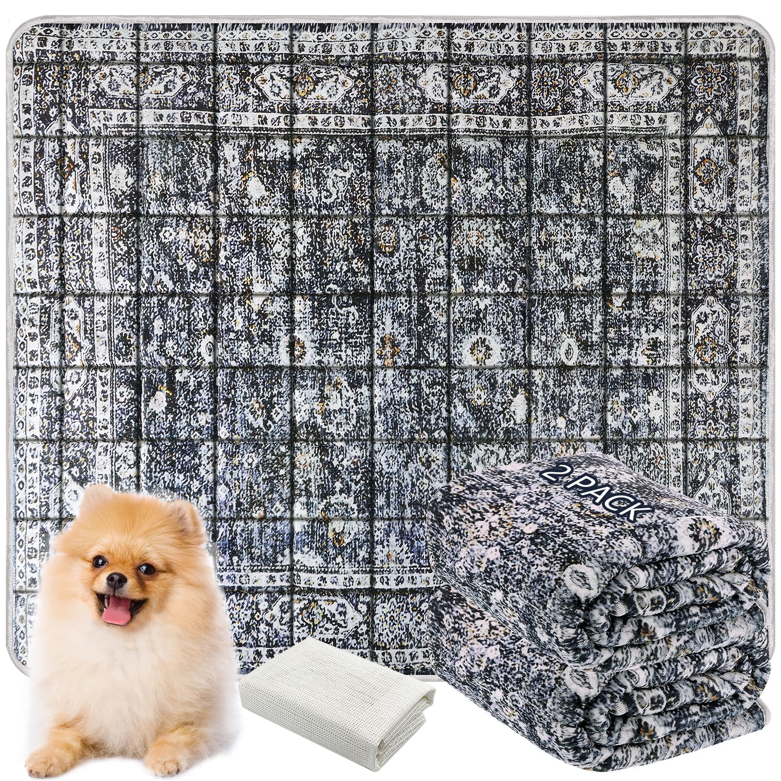 Photo 1 of AIHSUMC Washable Thickened Pee Pads for Dogs, 2 Pack (36"x42") Upgrade Reusable Puppy Pads with Non-Slip Rug, Super Absorbent Leakproof Puppy Training & Whelping Pads for Dogs, Doggie
