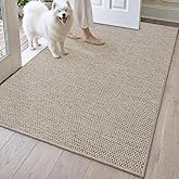 DEXI Ultra Thin Door Mat Indoor Entrance 35x56, Non Slip Rubber Backed Entryway Mats Dirt Trapper, Low Profile Front Doormat for Inside Entry, Patio, Porch, Beige
