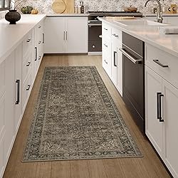 WondRg 2x6 Washable Brown Vintage Runner Rug for