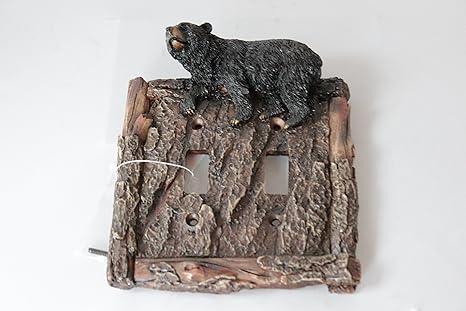 Black Bear Switch Plate Covers Electric Outlet Cover Faux Wood