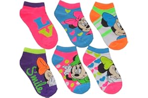 Disney Big Girls' Minnie Mouse No Show Socks 6 pk (Small, 6-8)