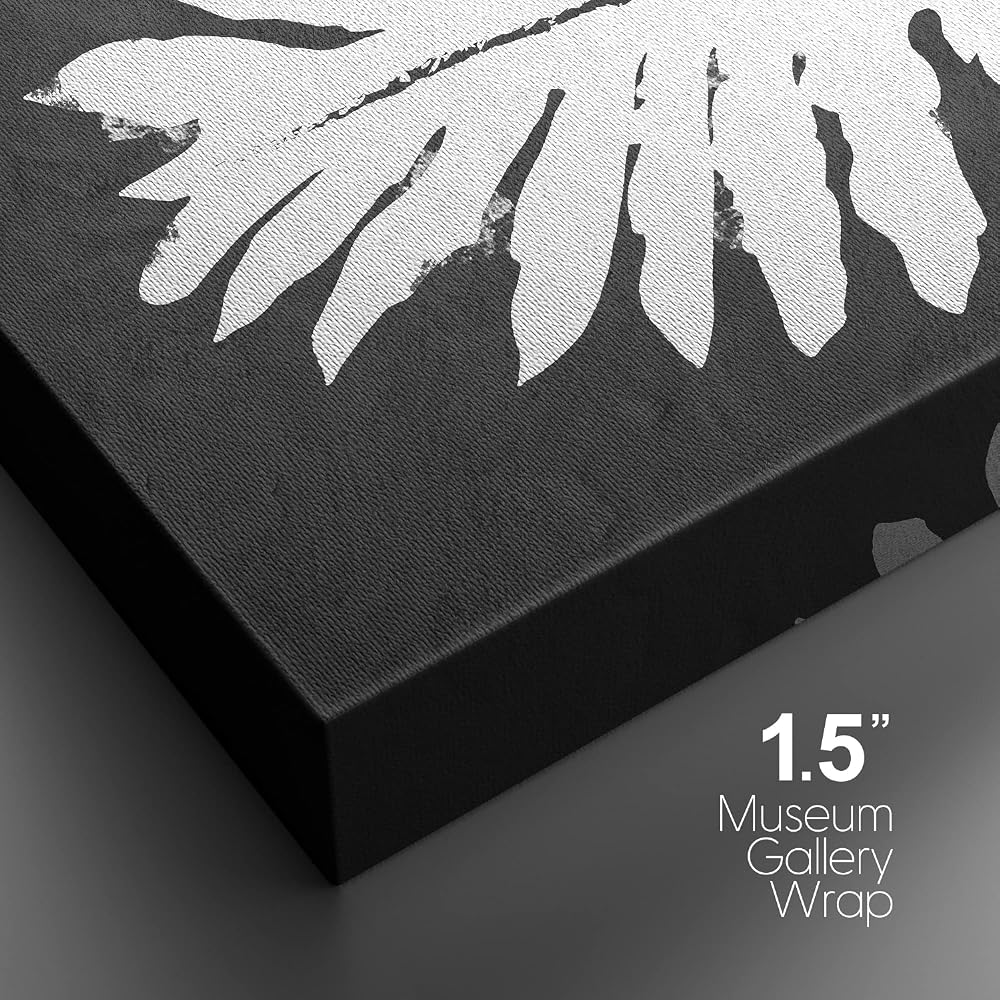 B2T Canvas Wall Art Tropical Philodendron Selloum Leaves Botanical Plants  Block Print Minimalism Modern Closeup Dramatic Black and White for Living  Room Bedroom Office inches - Canvas Art | Idea4wall
