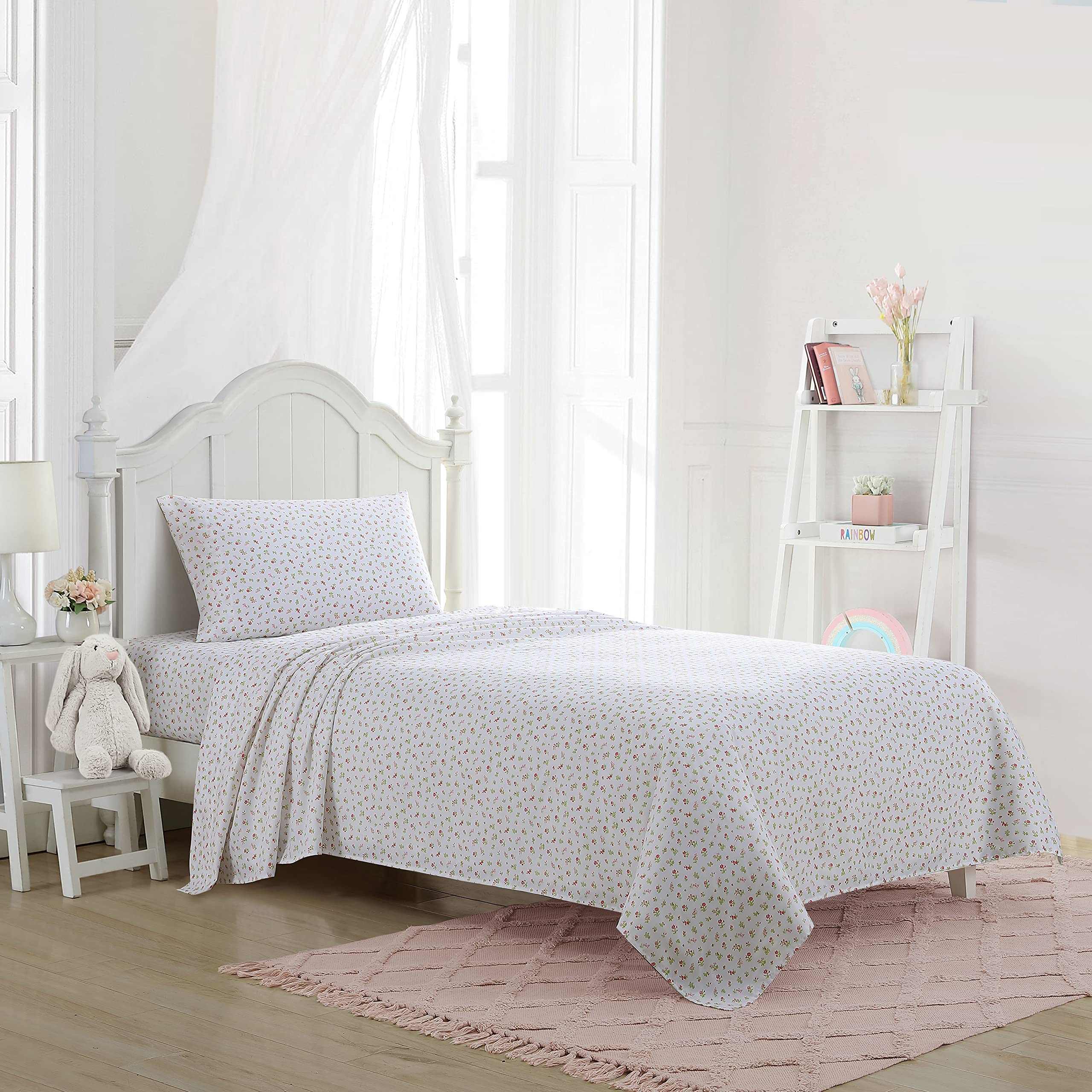 Photo 1 of Laura Ashley Kids - Queen Sheets, Soft Wrinkle-Resistant Toddler Bedding Set, Fun & Whimsical Bedroom Decor (Fluttery Friends Pink, Queen)