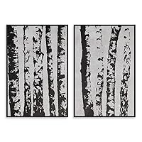 SIGNWIN 2 Piece Framed Canvas Wall Art Black and White Flowers Canvas Prints Home Artwork Decoration for Living Room,Bedroom - 16