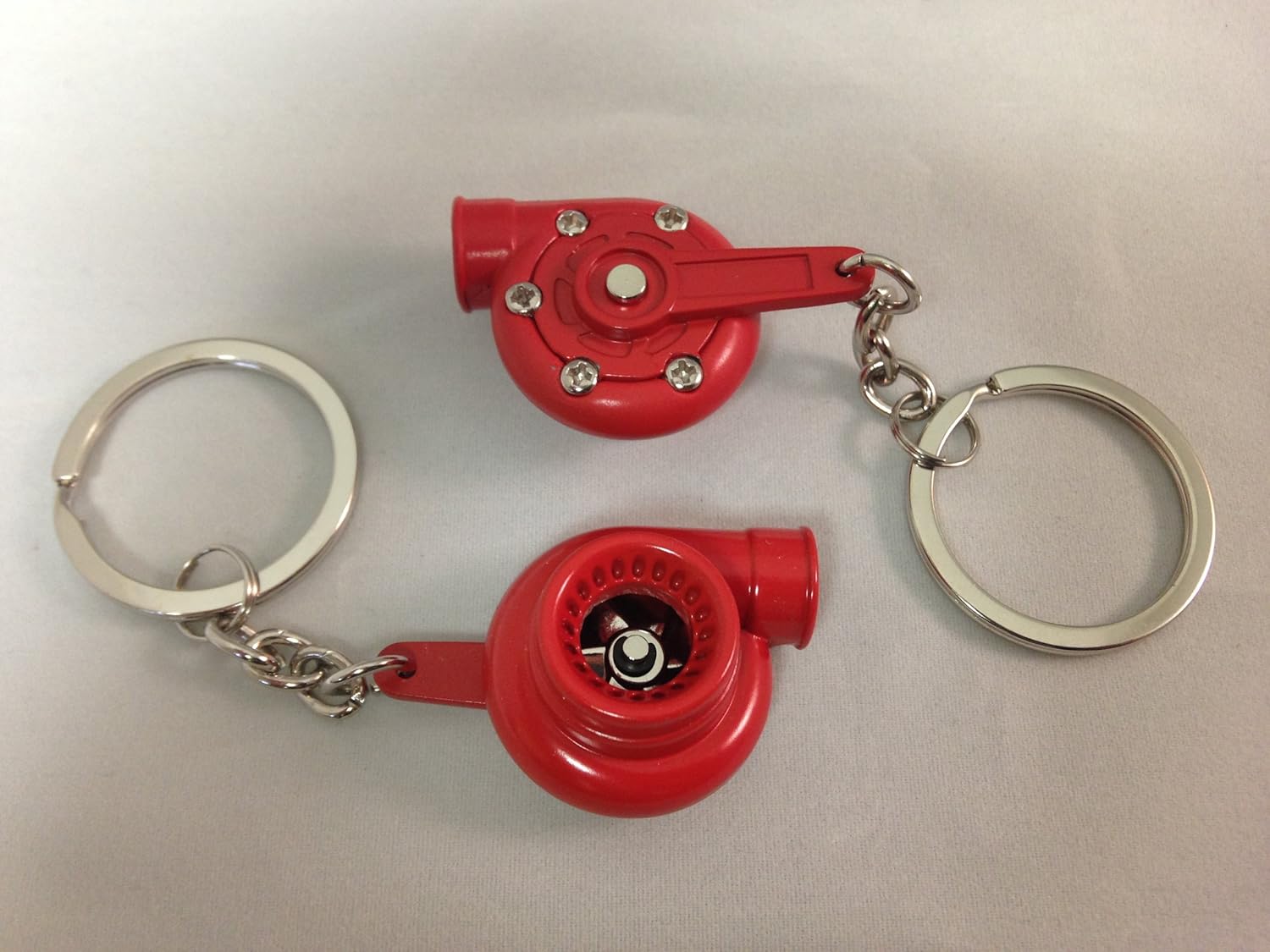 Spinning Turbo Turbocharger Keychain Red Automotive