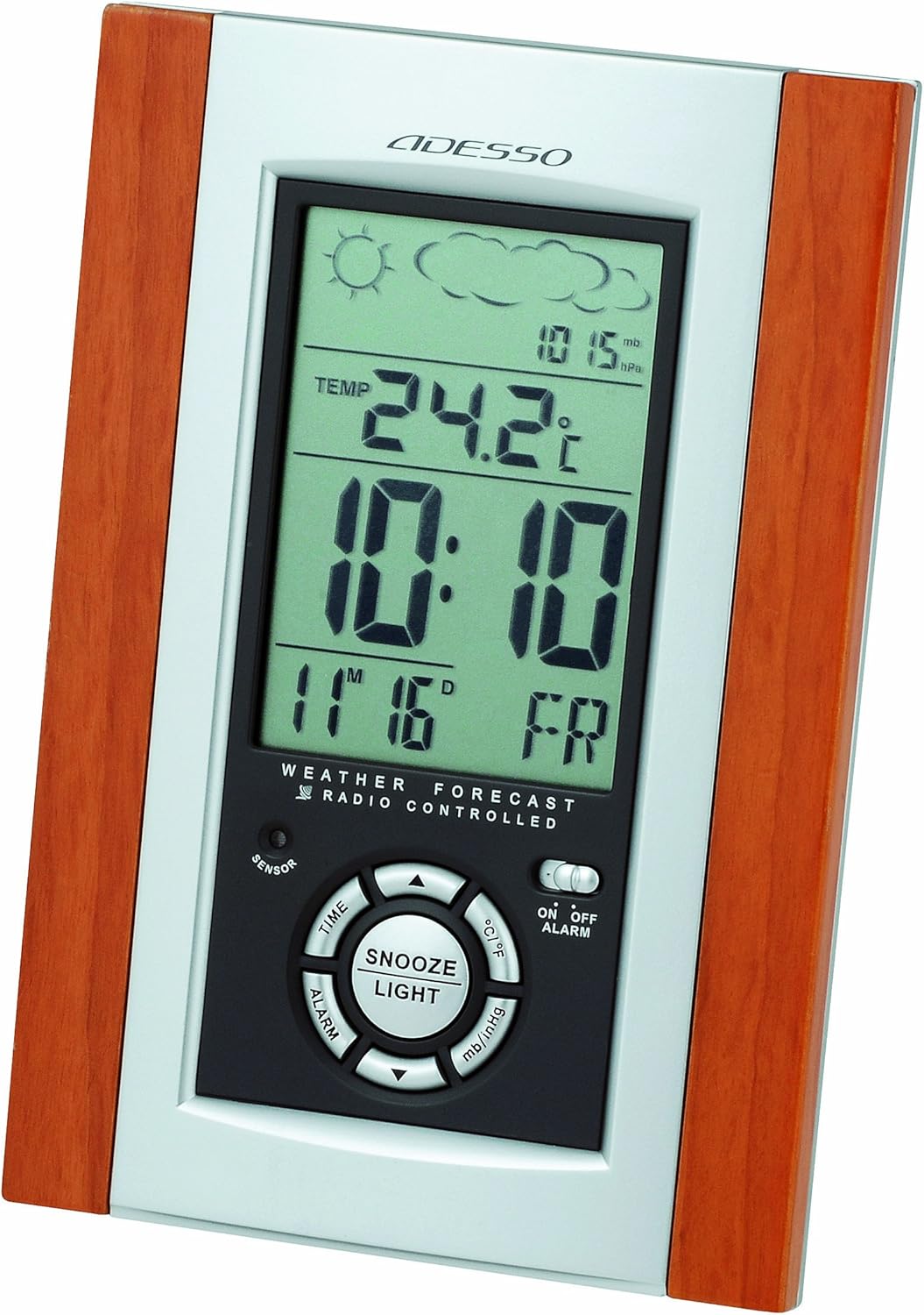 Amazon Co Jp Adesso アデッソ 電波デジタル目覚まし時計 天気予報機能付き 温度表示 気圧表示 ブラウン C 10sv ホーム キッチン