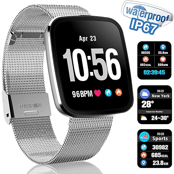 Smart Watch Touchscreen Fitness Tracker with HR Blood Pressure Monito Pedometer Weather Calorie Counter Sleep Monitor Waterproof Smart Sports Watch ...