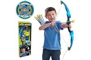 NSG LED Light Up Archery Toy Bow and Arrow Set for Boys and Girls, LED Light up Bow, 10 Suction Cup Arrows, LED Light Up Target with Point Scoring System, and Adjustable Strap - Ages 6 and Up
