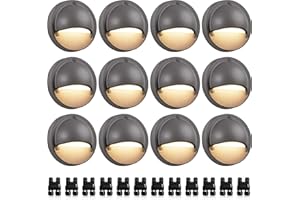 SUNVIE 12 Pack Low Voltage Deck Lights 5W LED Landscape Step Stair Lights Outdoor with Fastlock2 Wire Connector 3000K 12-24V Accent Lighting for Garden Post Fence 3.2FT ETL Listed Cord