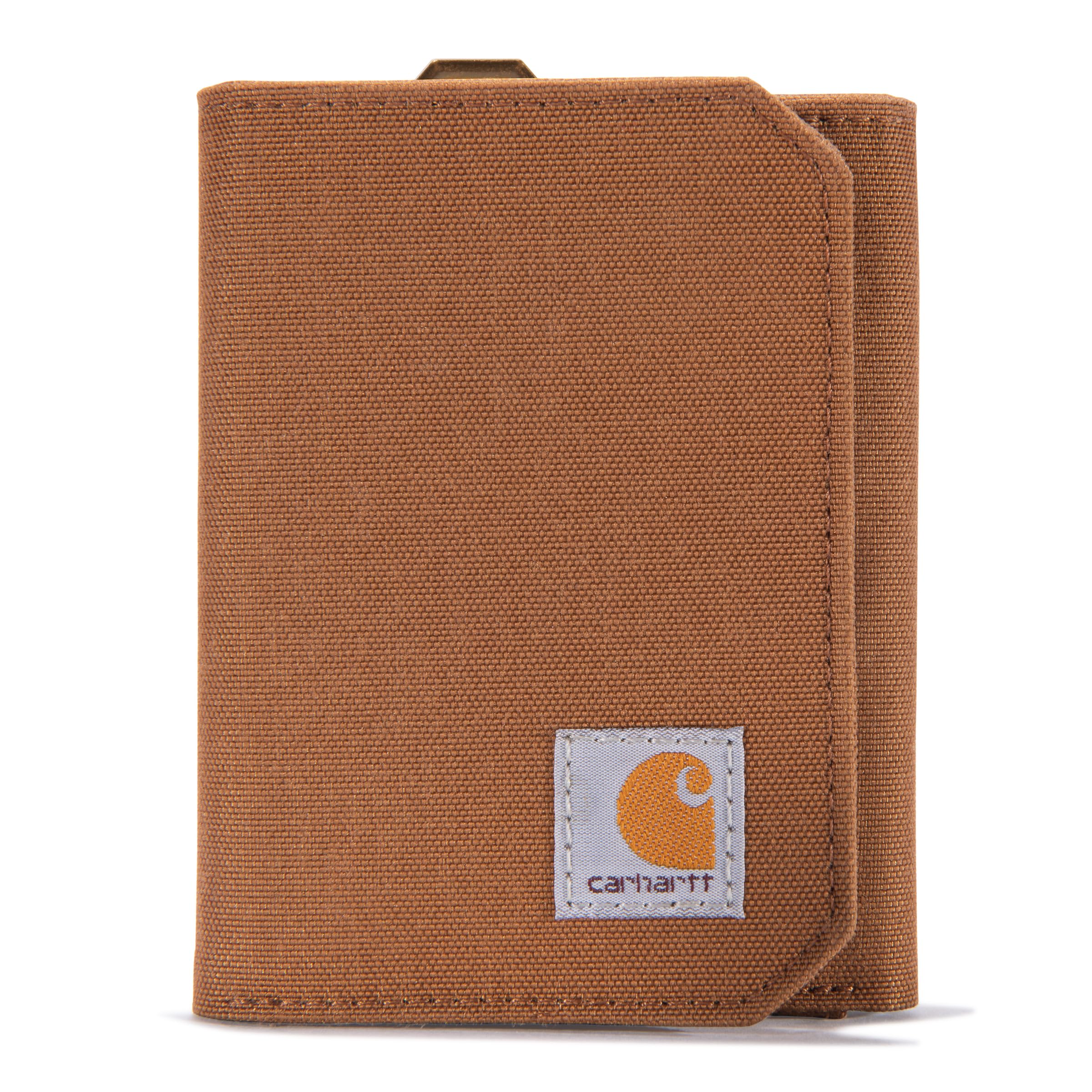 Carhartt Trifold Wallet, Durable for Men, Available in Leather and Canvas Styles, Nylon Duck Brown, One Size US