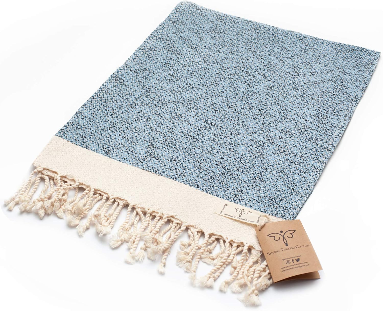 Smyrna Original Turkish Hand Towels Set of 2 | 100% Cotton, 16 x 40 Inches | Decorative Bathroom Peshtemal Towel for Hand, Face, Hair, Gym, Yoga, Tea, Dishcloth, Kitchen and Bath (Navy): Kitchen & Dining