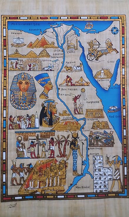 Shopegypt Veritable Papyrus Agyptische Karte Agypten Fur Touristen Im Papyrus Handgemalt 40 X 30 Cm Amazon De Kuche Haushalt