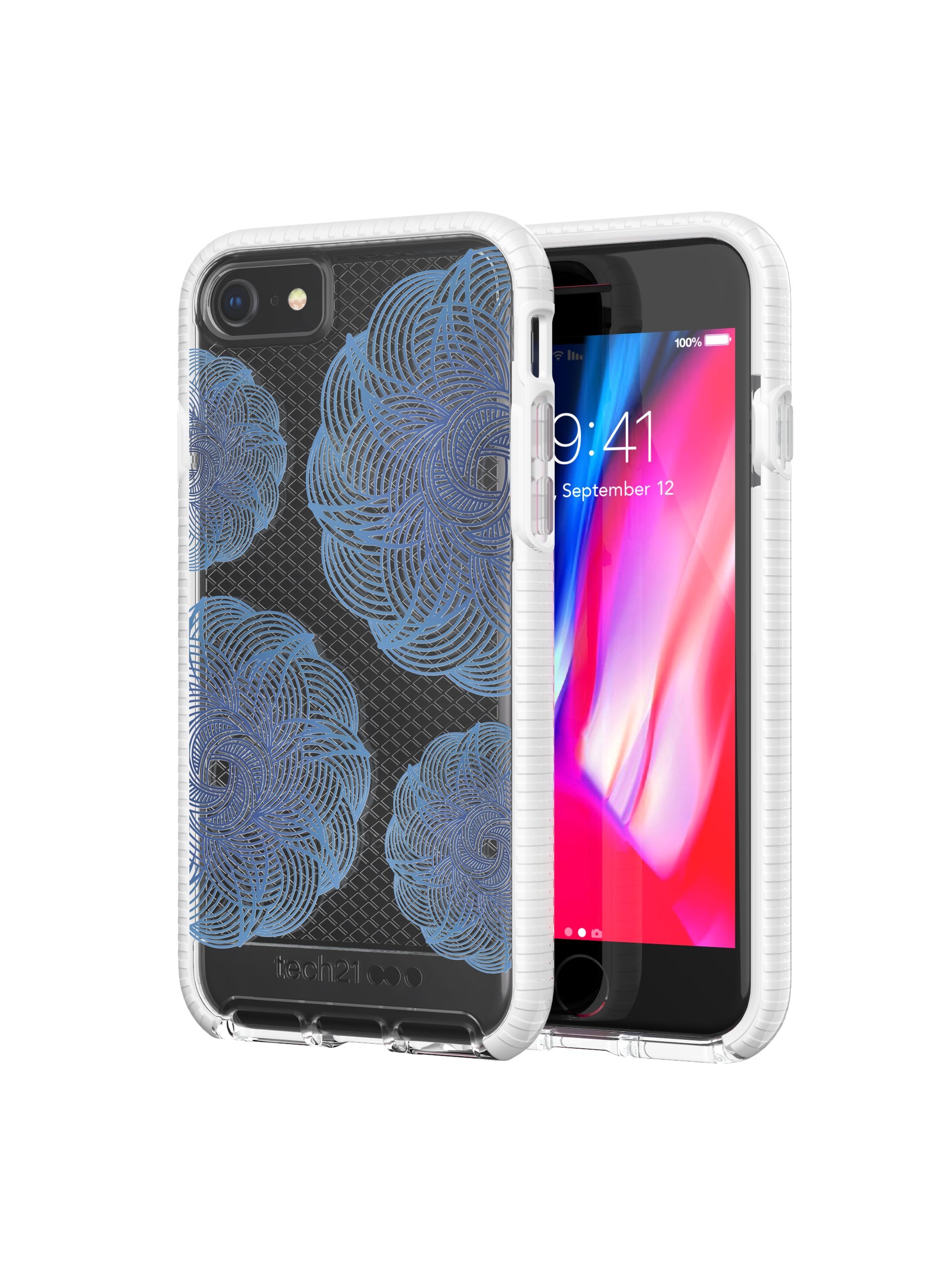 Tech21 T21-5787 Evo Check FlexShock skin shell case iPhone 8 Clear Blue