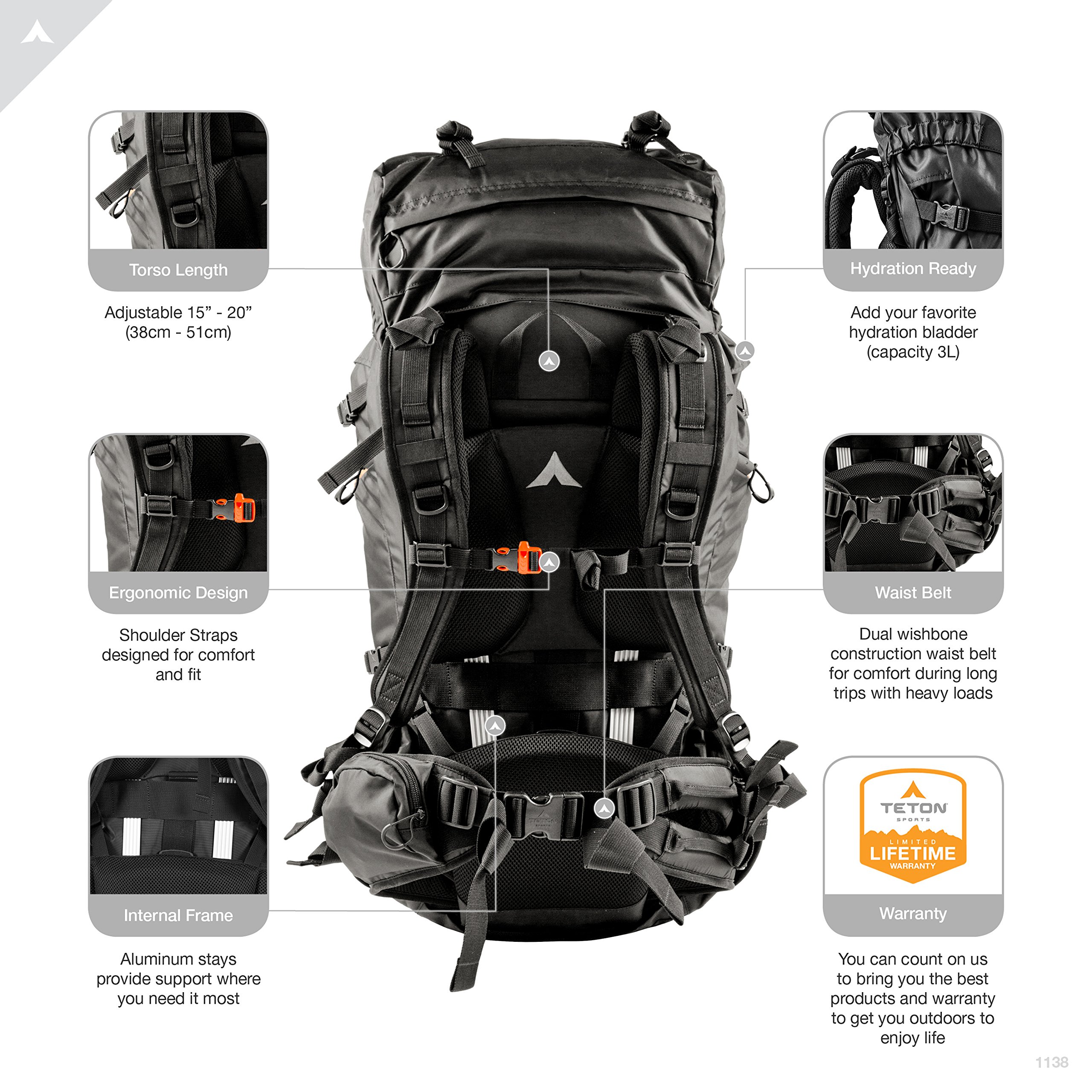 Teton Sports Mountain Adventurer 4000 Backpack; Ultralight Backpacking