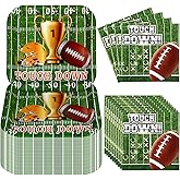 Umigy 100 Pcs Football Party Supplies Disposable Paper Plates Napkins Set Football Gameday Tailgate Tableware Set Dinner Lunch Dessert Appetizer Decoration for Birthday Party Serves 50(Square)