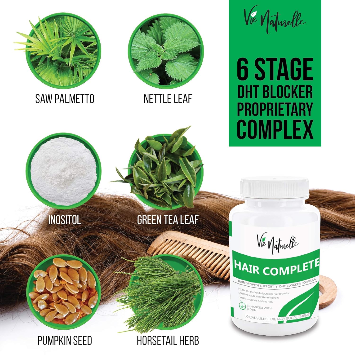 DHT Blocker Pills & Hair Supplement - Hair Growth Vitamins for Women & Men - Hair Loss Treatments for Women with Saw Palmetto - Hair Regrowth Treatment: Health & Personal Care