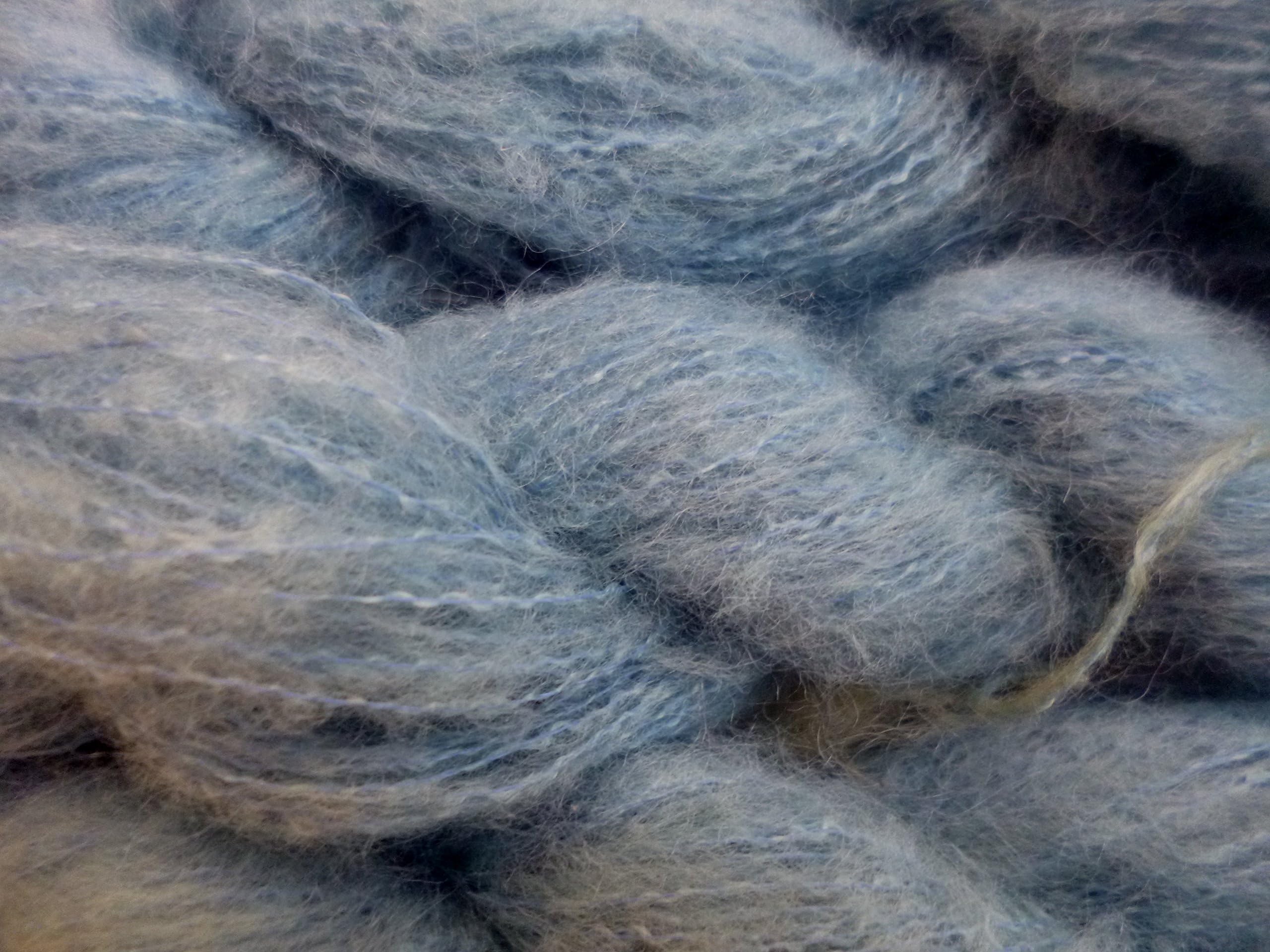 Italian Light Carolina Blue Fuzzy Mohair Blend Thin Fingering Lace Knitting Crochet Yarn