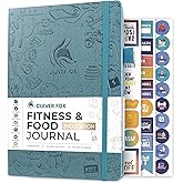 Clever Fox Fitness & Food Journal – Nutrition & Workout Planner for Women & Men – Diet & Gym Exercise Log Book with Calendars, Diet & Training Trackers - Undated, A5 Size, Hardcover (Aquamarine)