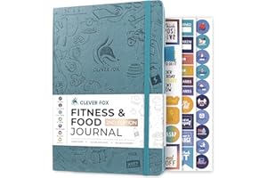 Clever Fox Fitness & Food Journal – Nutrition & Workout Planner for Women & Men – Diet & Gym Exercise Log Book with Calendars