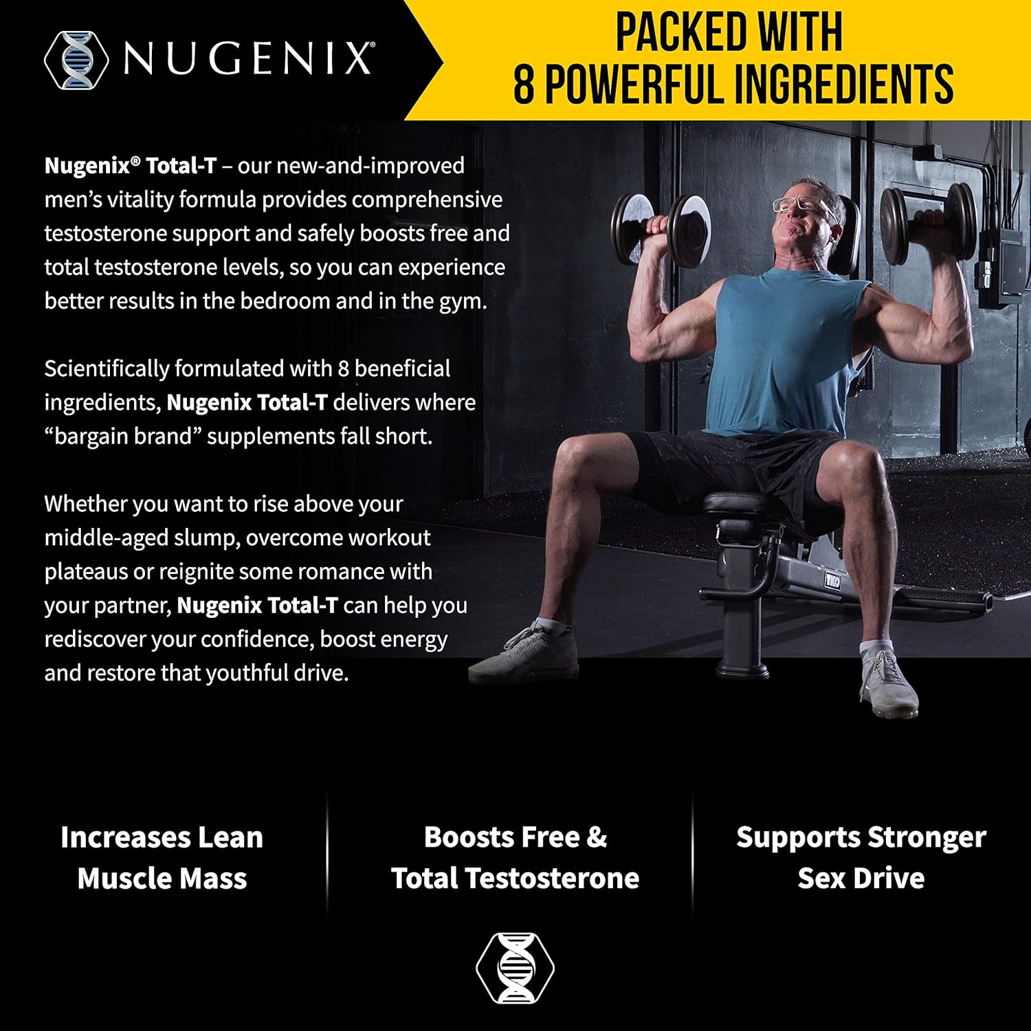 Nugenix Total-T - Total Testosterone Booster for Men - High Bioavailability Testosterone Boosting Ingredients - 90 Count: Health & Personal Care